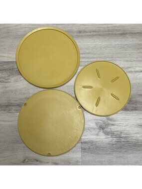 Vtg Rubbermaid Lazy Susan Turntable Lot of 3 Harvest Gold 10.5" 2709 9.25" 2443